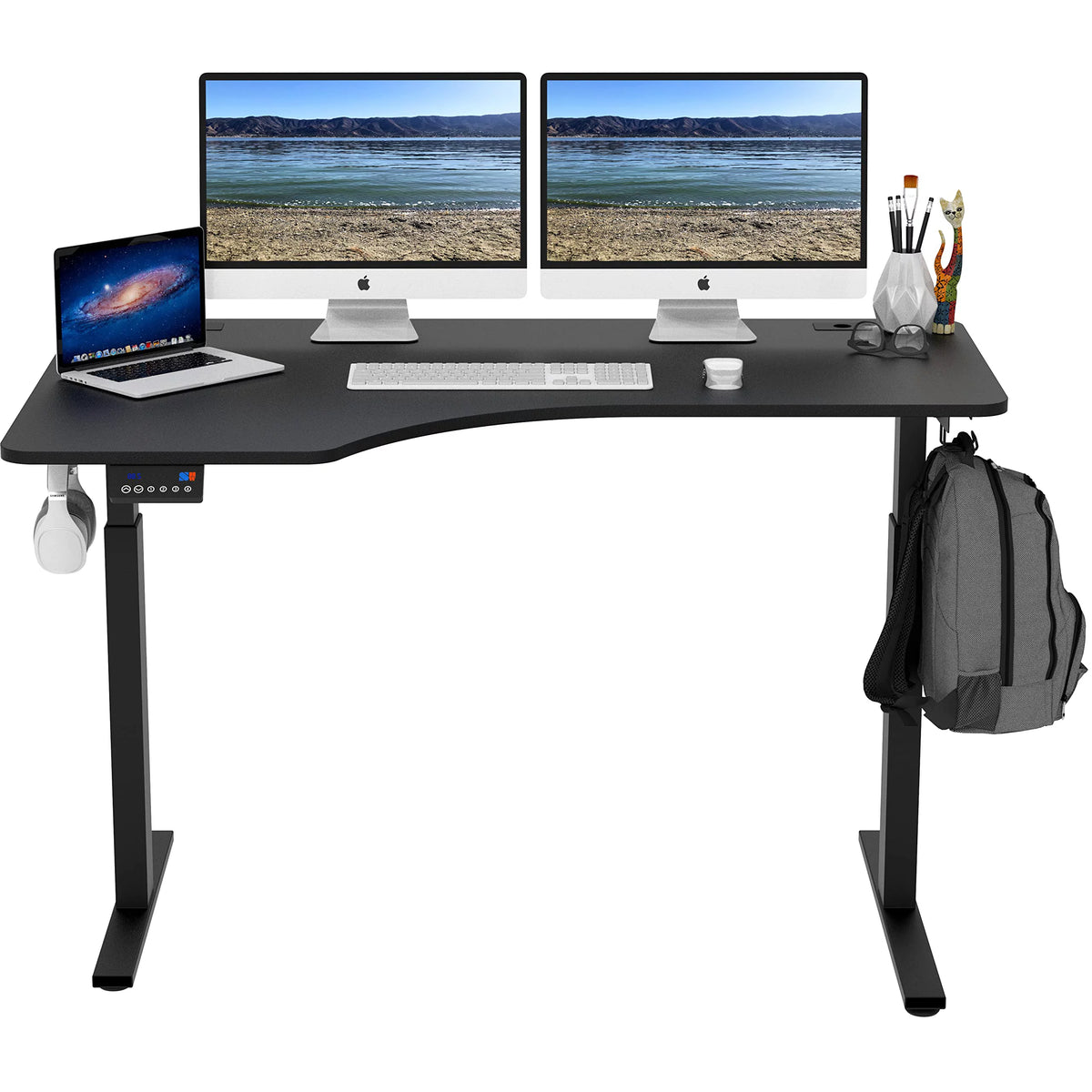 55-Inch L-Shaped Electric Height Adjustable Standing Desk, Black U2569