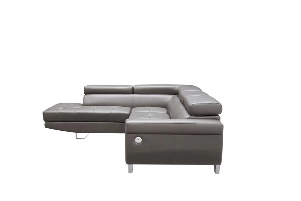 Dark Gray Top-grain Leather Sectional Sofa V6876