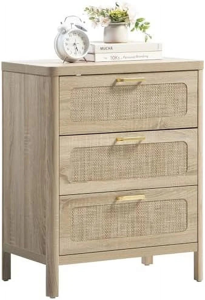 Rattan 3 Drawer Natural Wood Dresser S435
