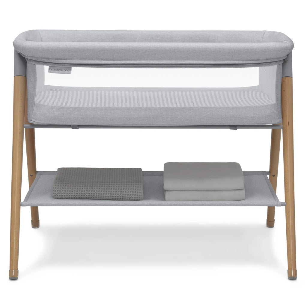 Grey Stripe Bassinet with Breathable Mesh U31761