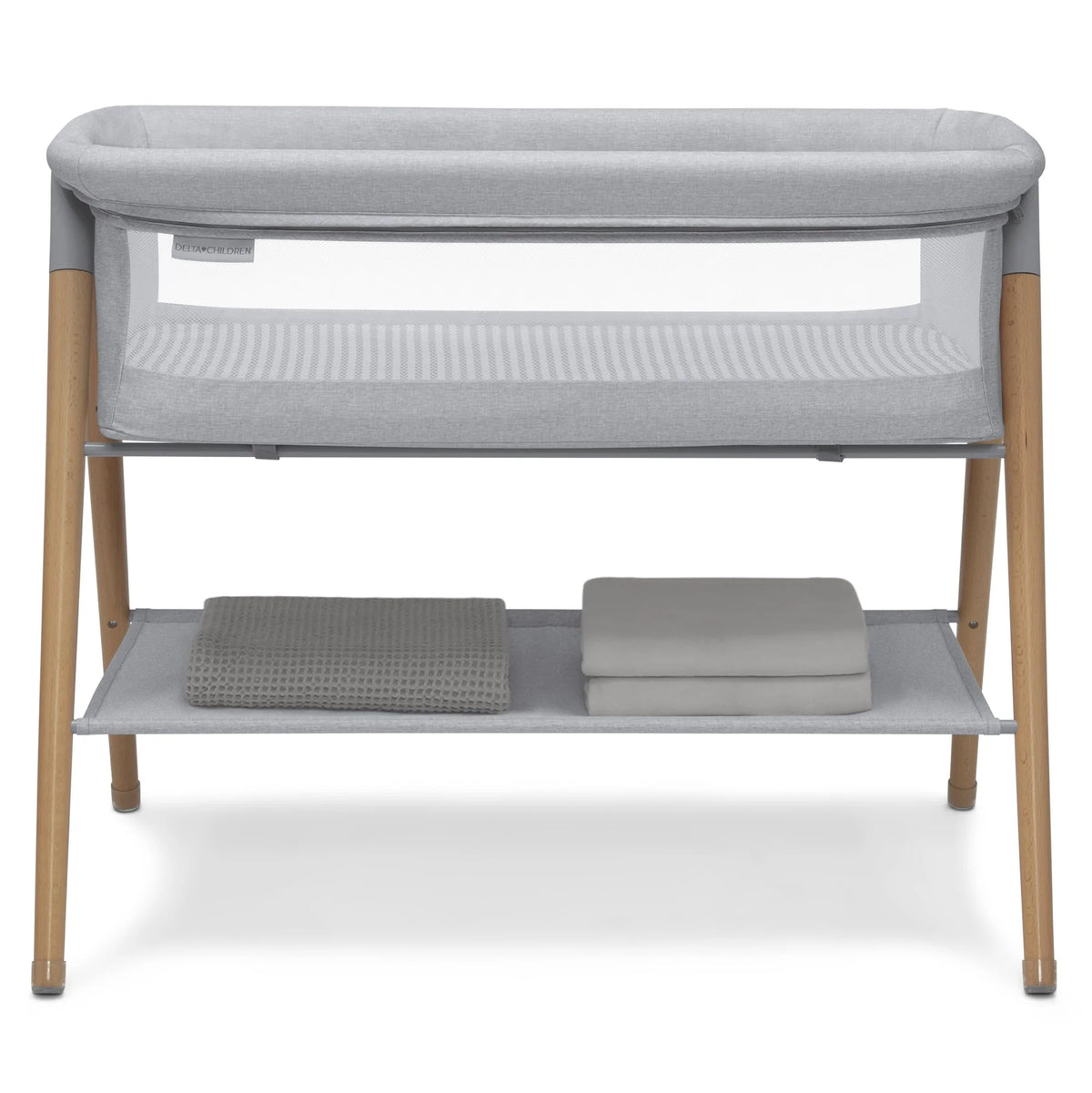 Grey Stripe Bassinet with Breathable Mesh U31761