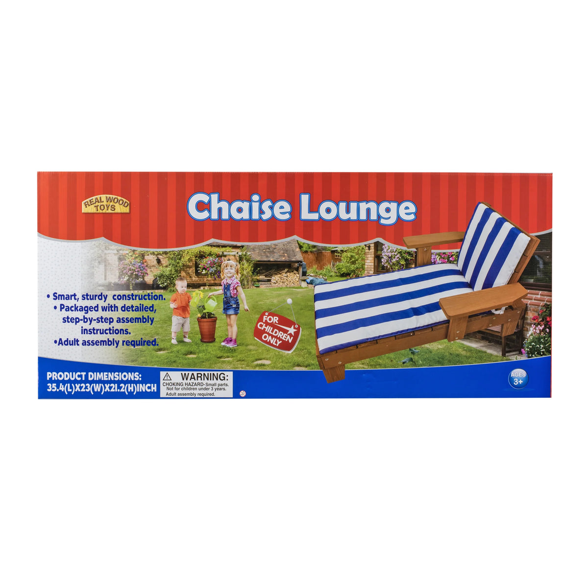 Brown Wood Outdoor Chaise Lounge with Cushion F968