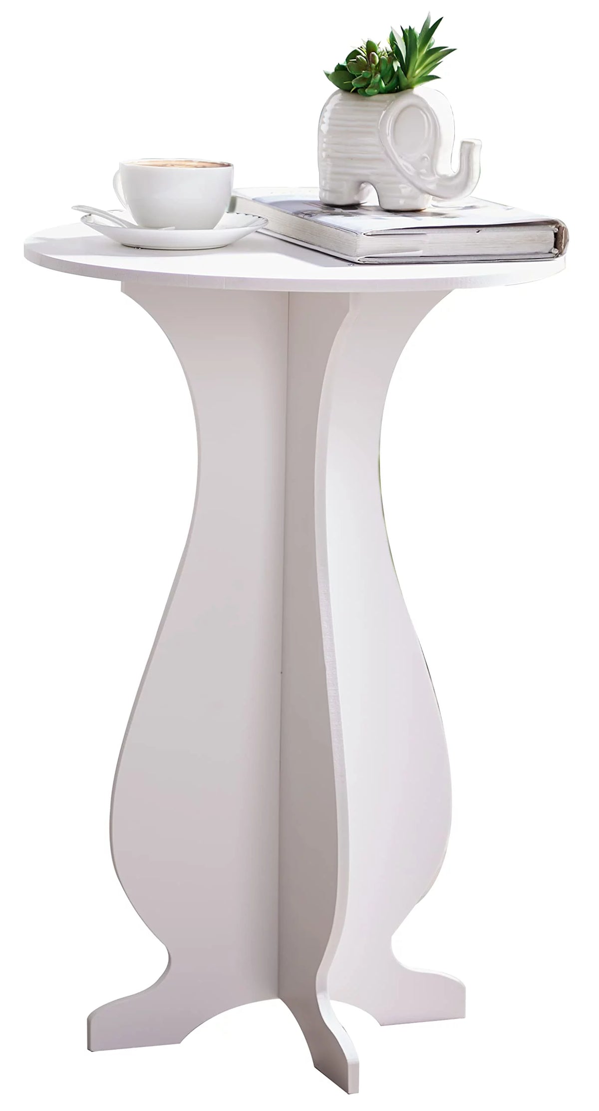 White Round Side Table Plant Stand U176