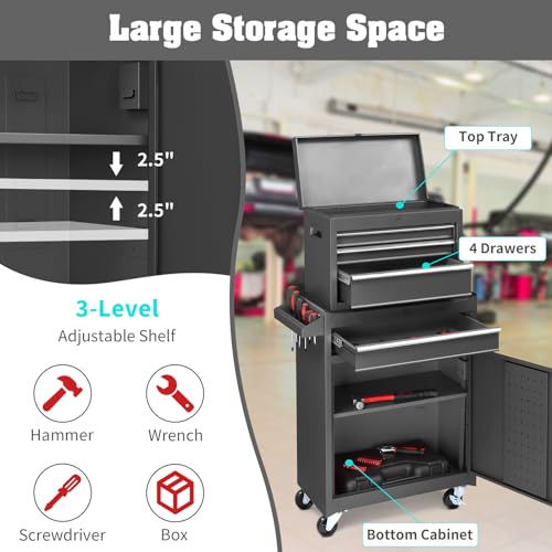 4 Drawer Rolling Tool Chest with Wheels and Lock T700206