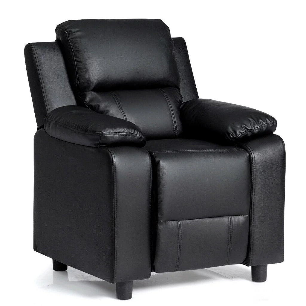 Padded Kids Sofa Armchair with Storage Arm Black F25380