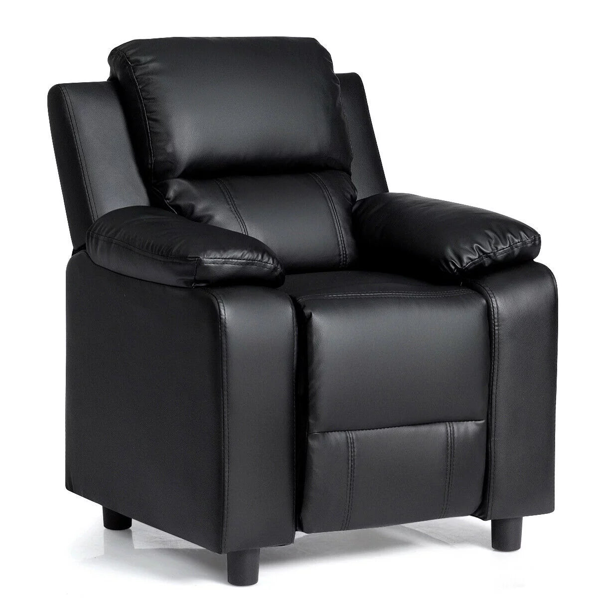 Padded Kids Sofa Armchair with Storage Arm Black F25380