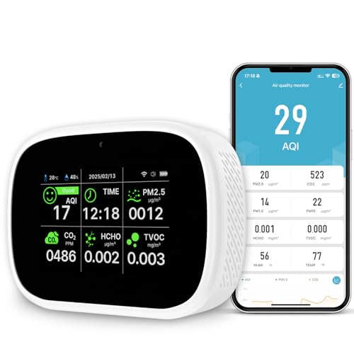 Smart Air Quality Monitor Indoor WiFi Detector with Temperature & Humidity S42846