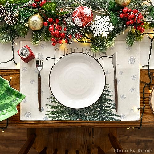 Beige Pine Tree Snowflake Placemats Set of 4 H693399