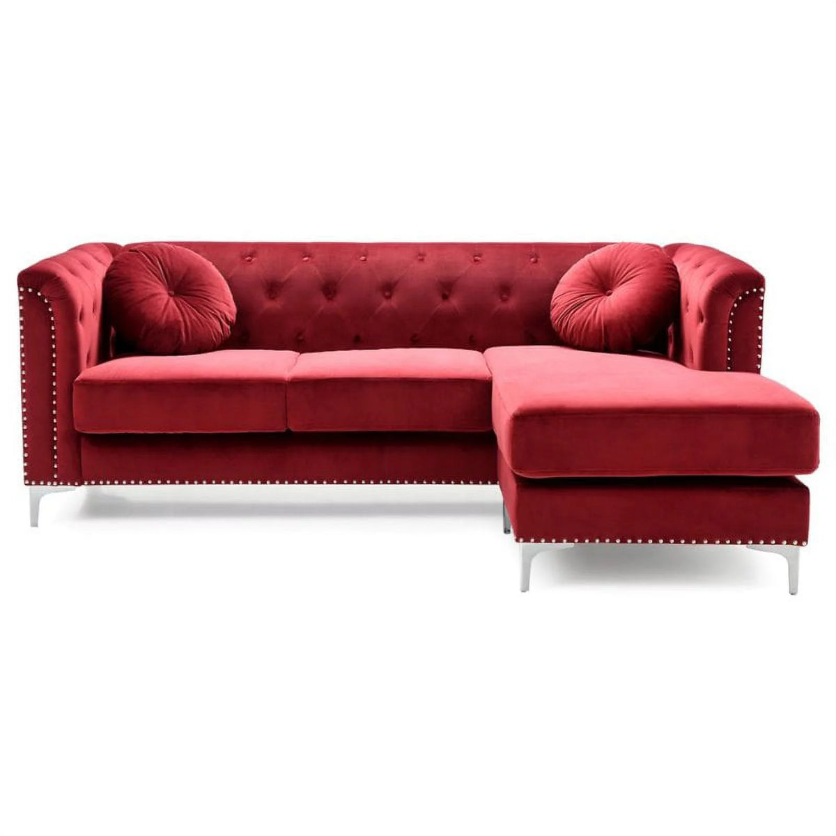 Velvet Sofa Chaise and Chair 2-Piece Set U888