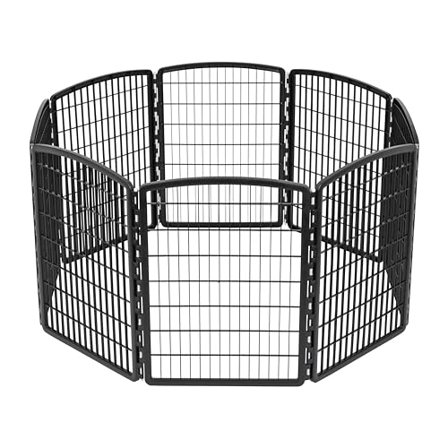8-Panel 34" Dark Gray Dog Playpen with Door S505