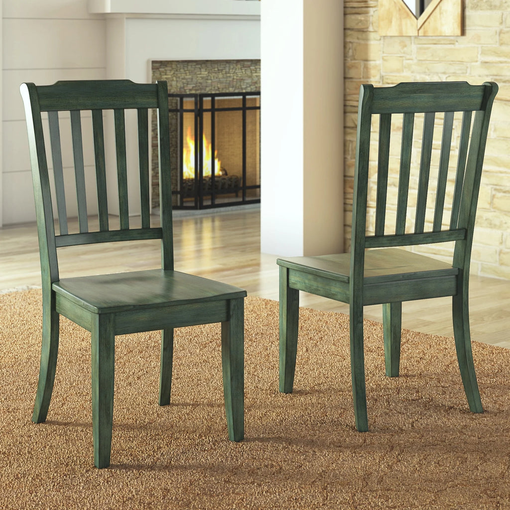 Antique Sage Green Wood Dining Chairs, Set of 2 G428867