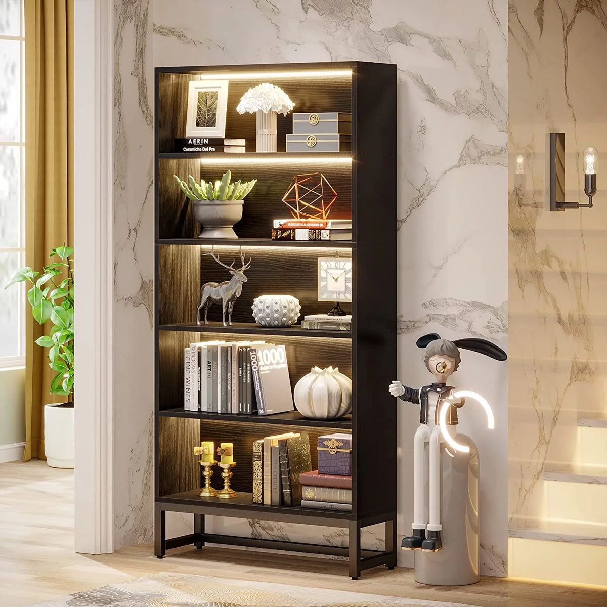 5 Shelf Bookcase with Led Lights U59109