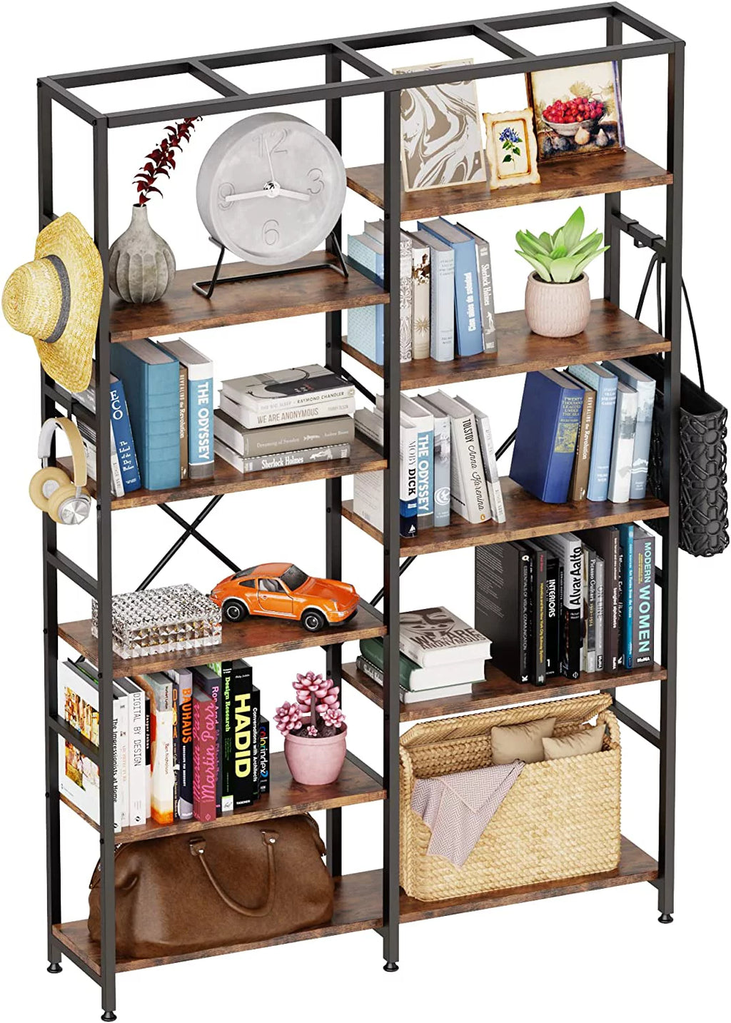 5 Tier Bookcase with 6 Hooks R6923