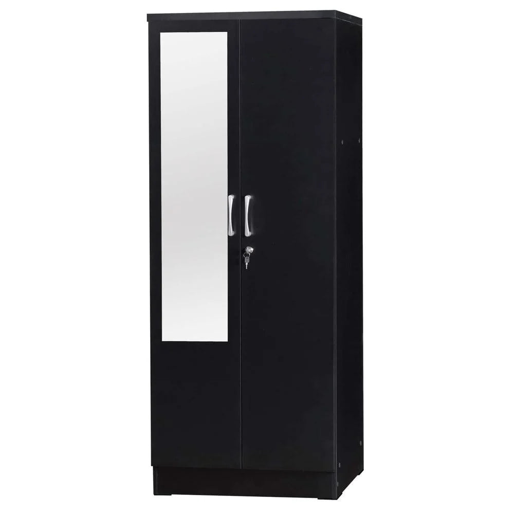 Black Two Door Armoire Wardrobe with Mirror E6625