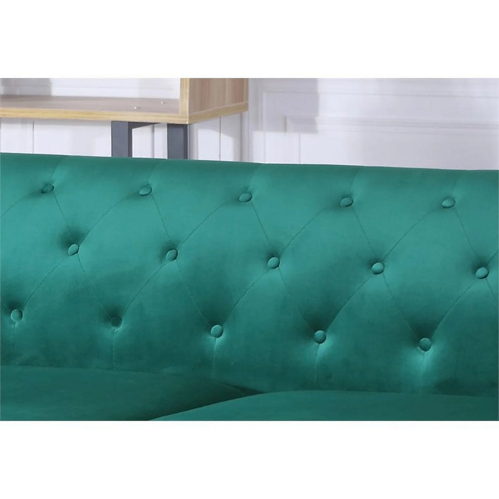 Velvet Sofa Chaise and Loveseat 2-Piece Set in Green C652258