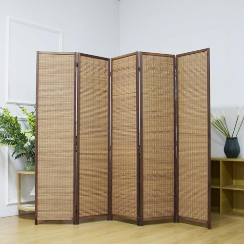 5.6 FT Tall Brown Bamboo Folding Room Divider K532