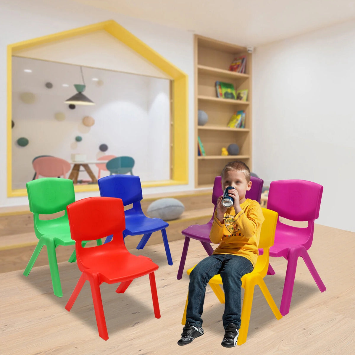 6 Pcs Kids Plastic Stackable Chairs N82049