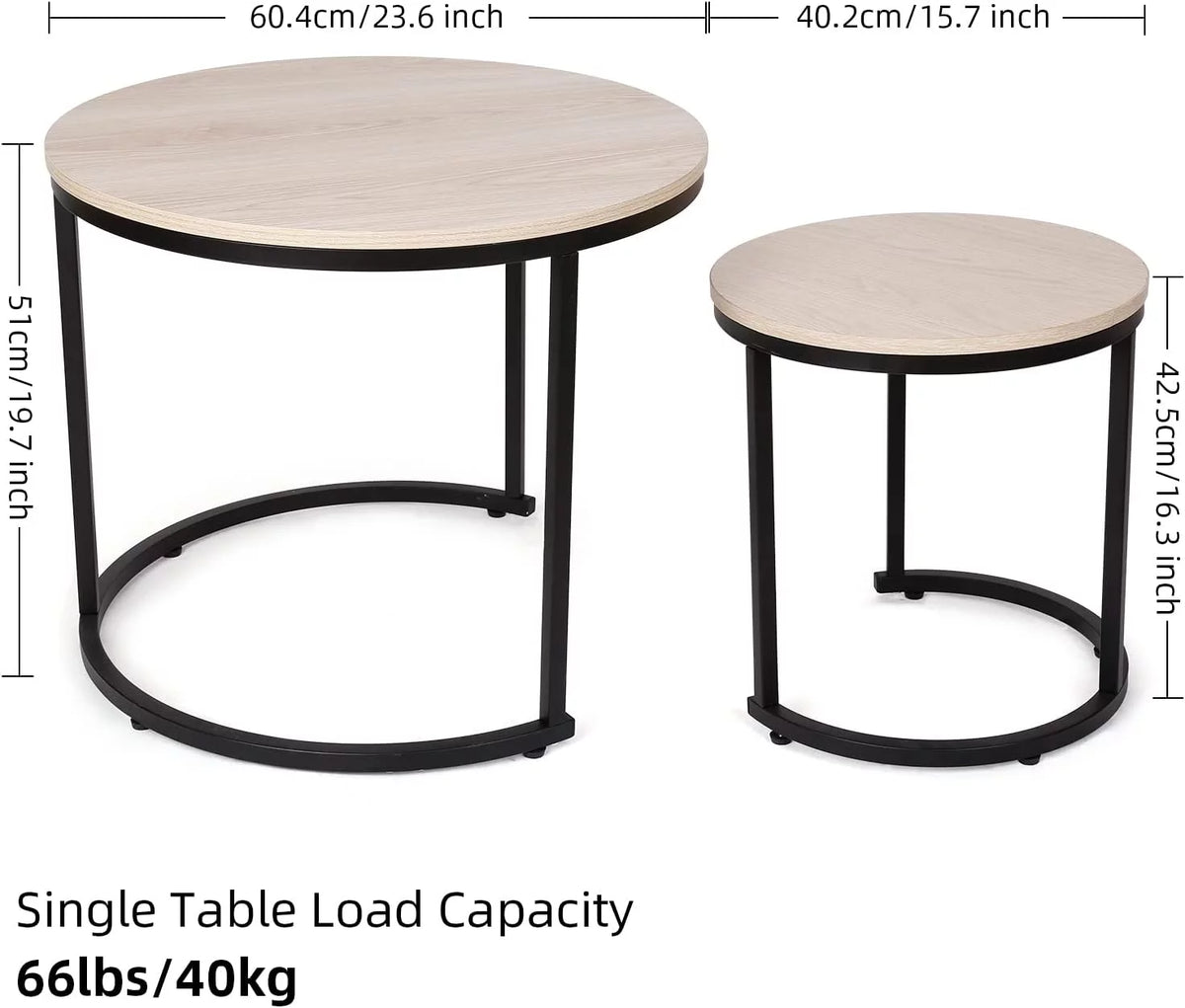 Small Round Coffee Table Set of 2 White Marble T7749