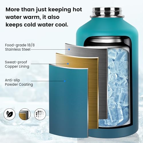 64 oz Insulated Stainless Steel Water Bottle with Flip Straw L4287