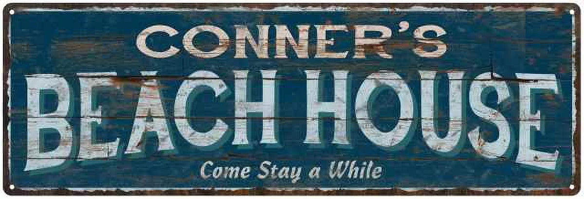 Beach House Blue Rustic Cabin Home Decor 8x24 Metal X22945