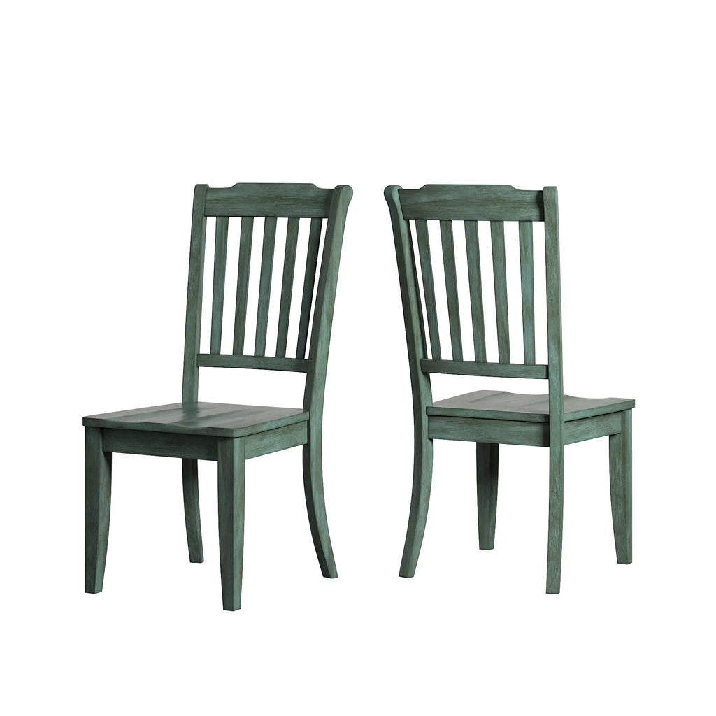 Antique Sage Green Wood Dining Chairs, Set of 2 G428867