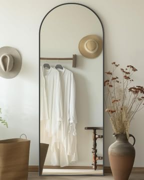76"x34" Black Arched Full Length Floor Mirror S891045