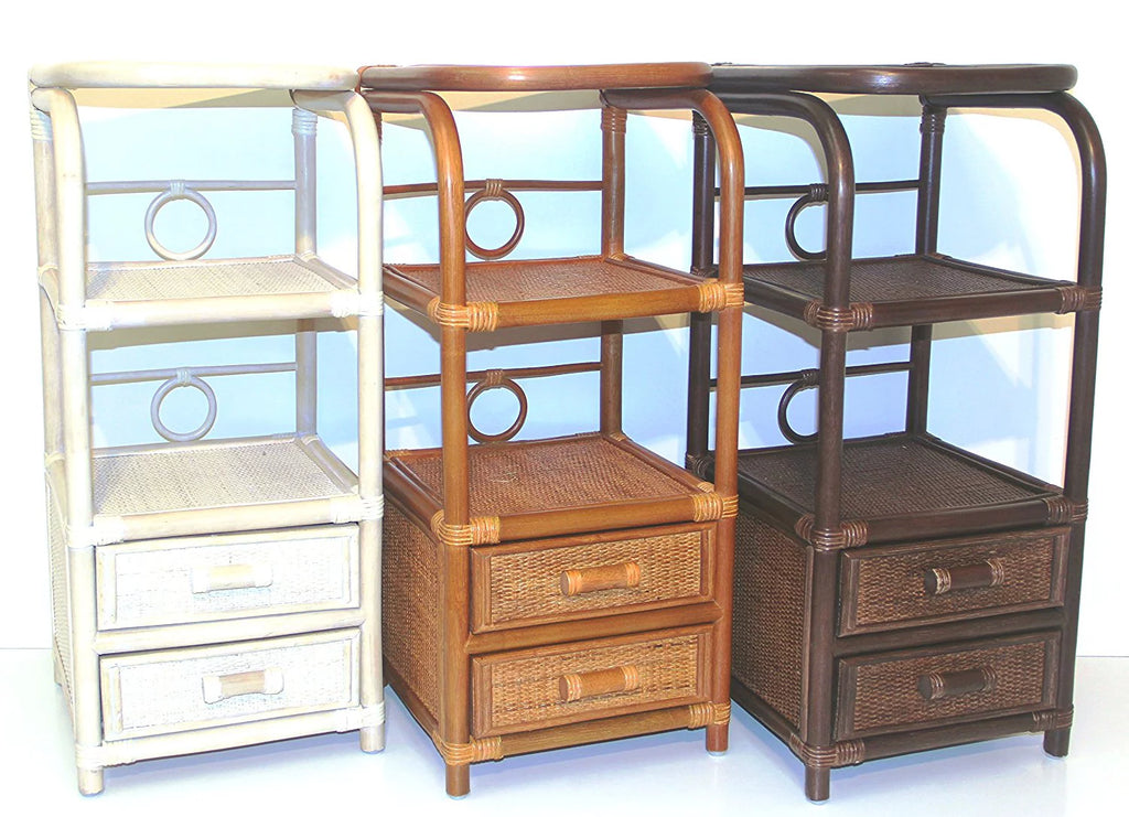 Rattan Wicker Bookcase with 2 Drawers H135220
