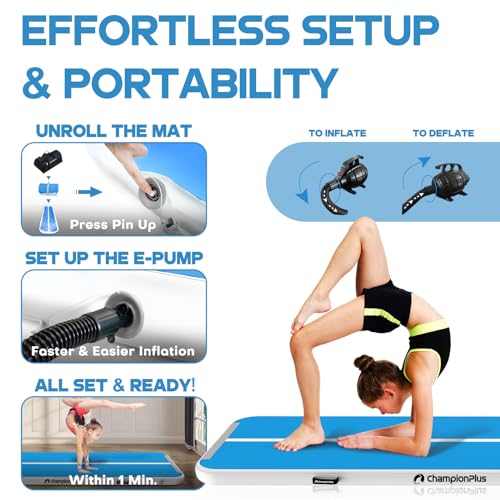 Inflatable Air Tumbling Mat 4/8 inches Thickness 10ft with Electric Air Pump V240
