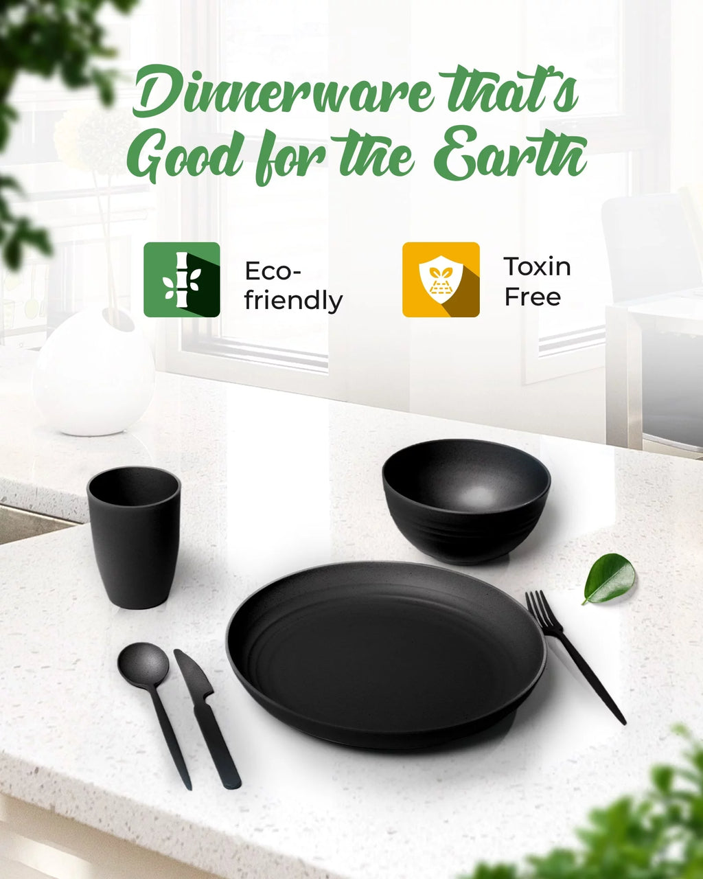 Wheat Straw Dinnerware Set for 4 with Cutlery T230353