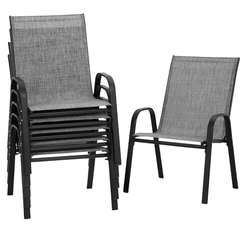 Set of 6 Stackable Textilene Patio Chairs with Armrests S3060