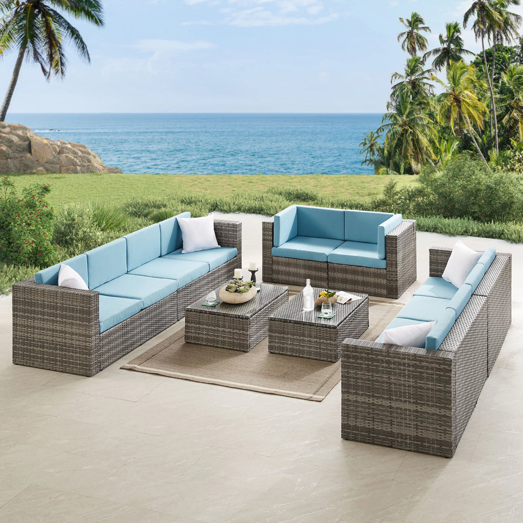 5 Pieces Rattan Wicker Outdoor Furniture Set with Glass Table B330