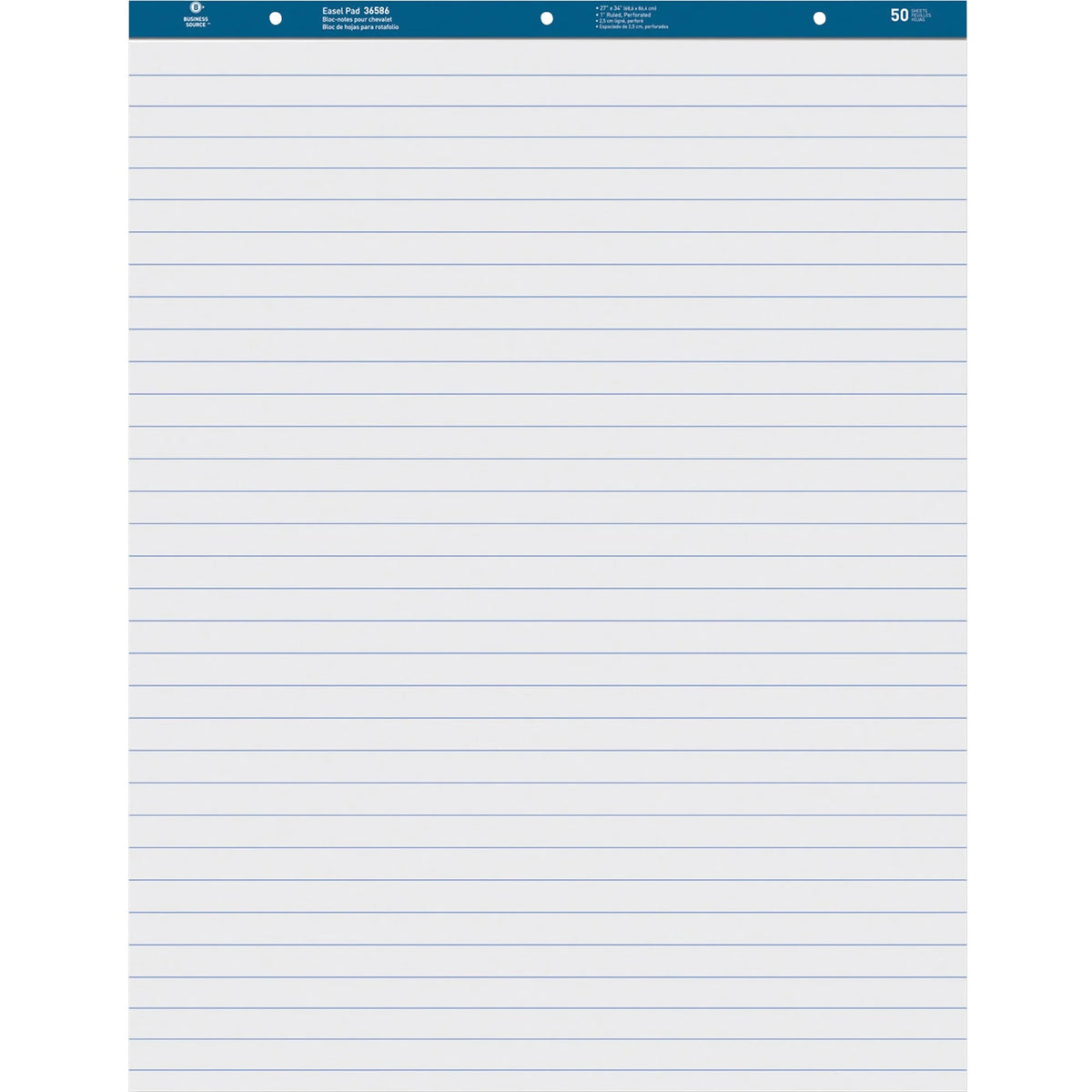 Ruled Easel Pad 50 Sheets 15 Lb 27" X 34" White Paper U401
