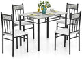 5 Piece Dining Table Set with Metal Frame & Padded Seat S9806