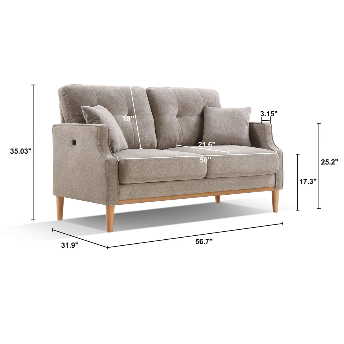 Cream Waterproof Fabric 2 Seater Sofa U67025
