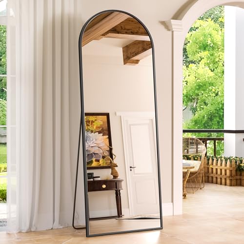 76"x34" Black Arched Full Length Floor Mirror S891045