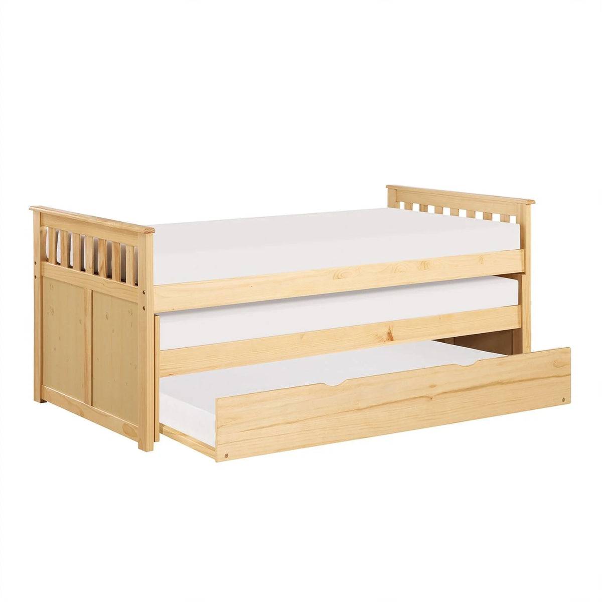 Wood Twin Bed with Twin Trundle H905