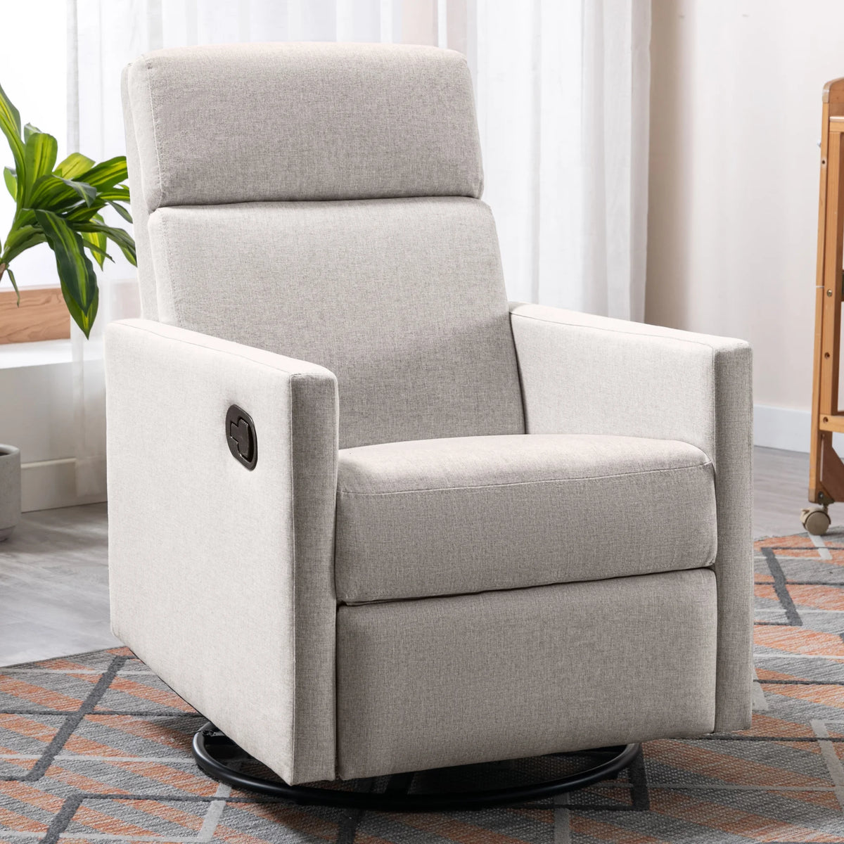 Tan Upholstered Swivel Recliner Chair A562034