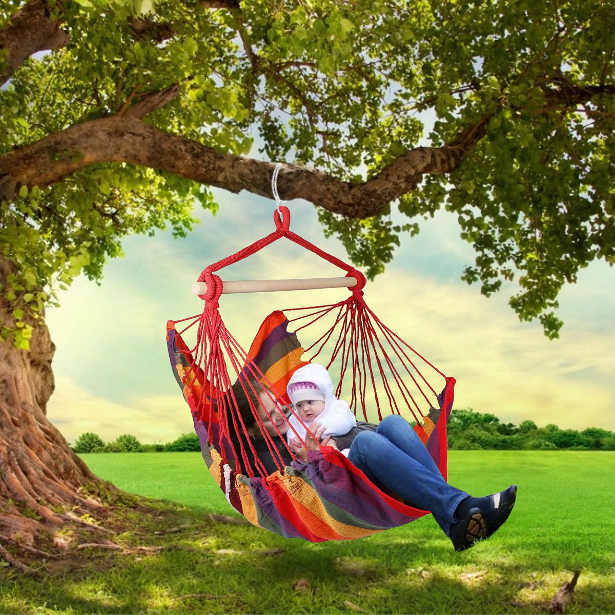 Hanging Chair Canvas Porch Patio Swing Seat P847375