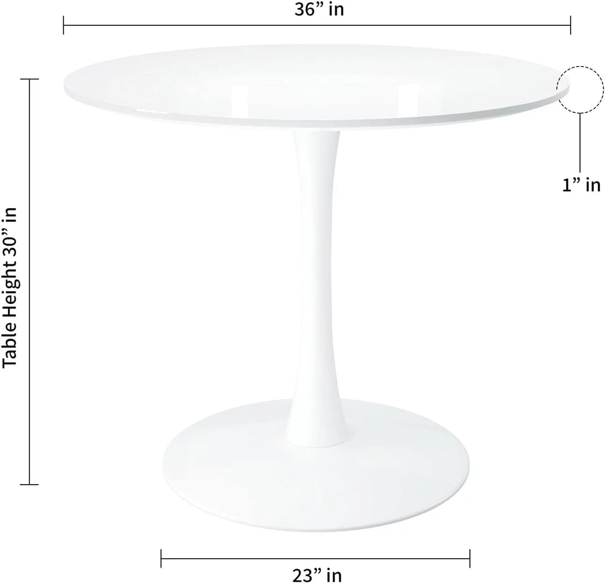 White 36" Mid-Century Wood Top Dining Table J380