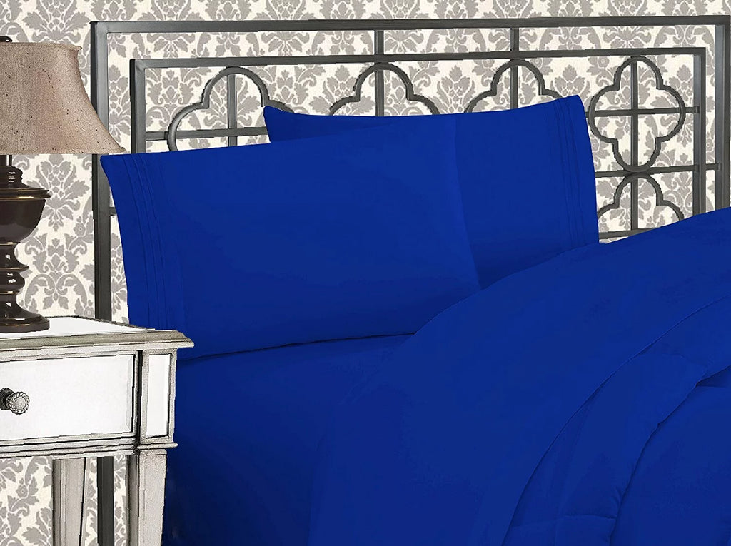 California King Royal Blue Bed in a Bag Sheet Set O522905