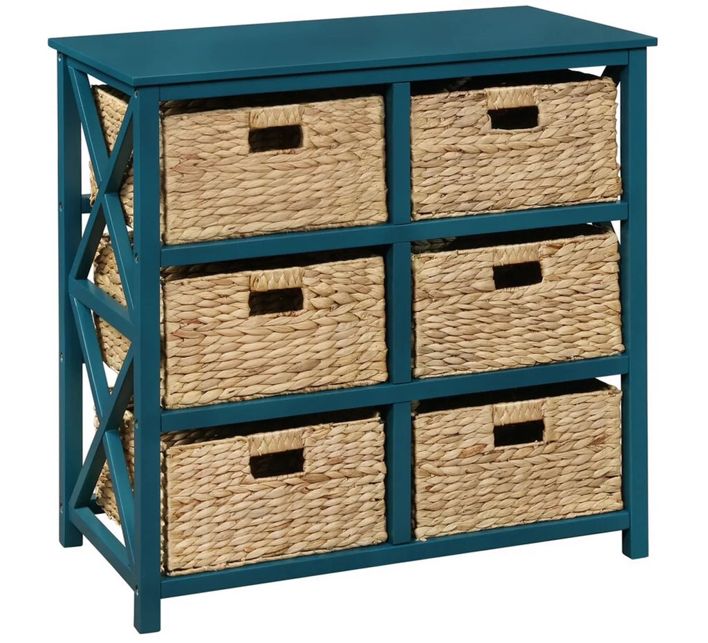 3 Tier Storage Cabinet with 6 Wicker Baskets D5678