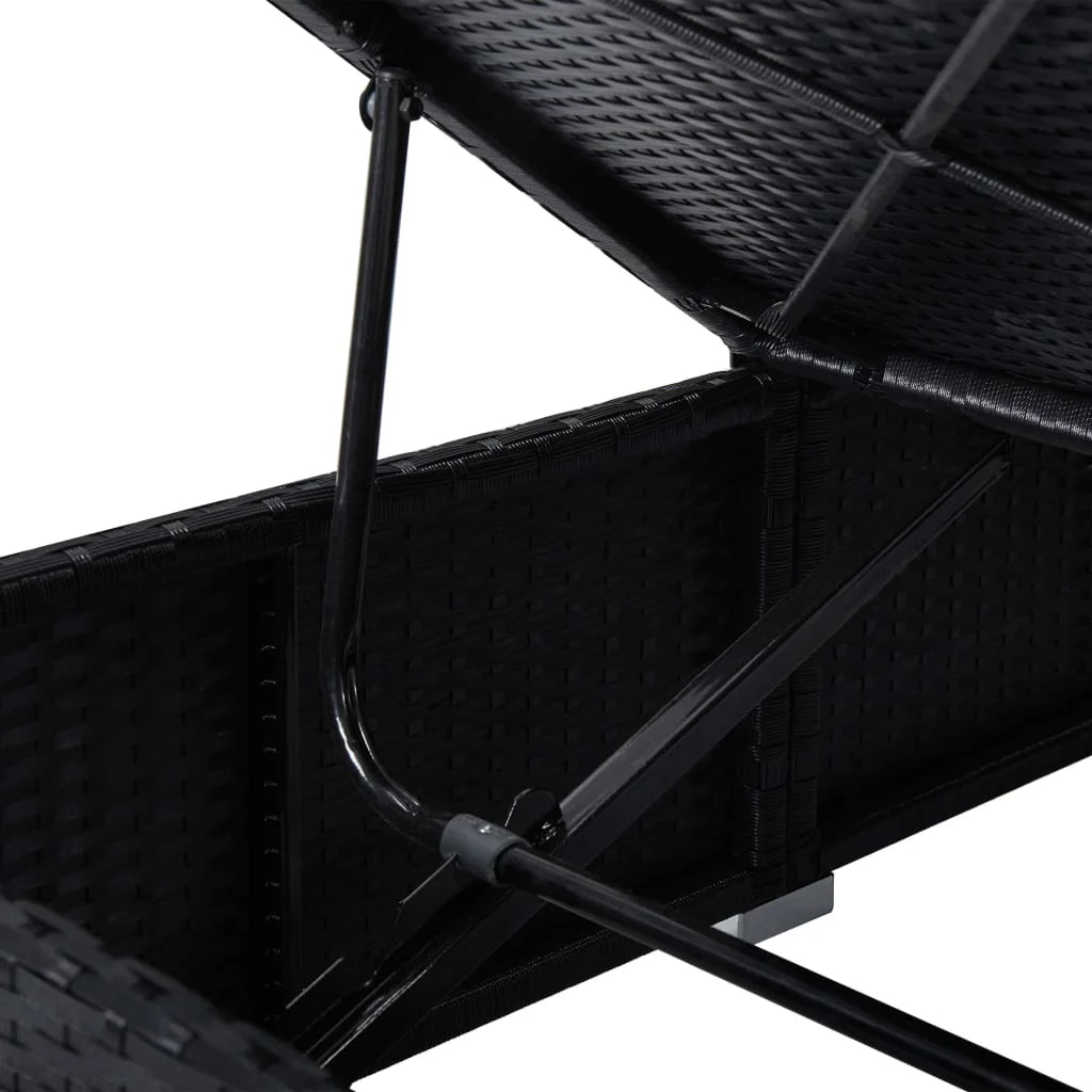 Black Poly Rattan Sun Lounger with Cushion V83577