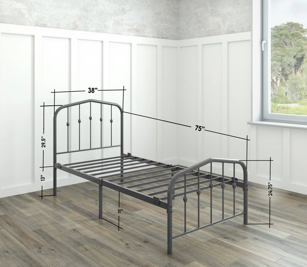 Twin Metal Bed Frame with Headboard and Footboard L930960
