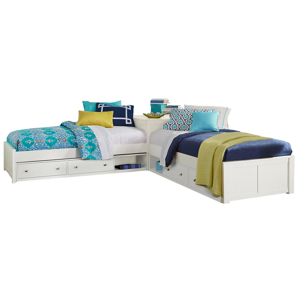 L-Shaped Bed with Double Storage White W246126