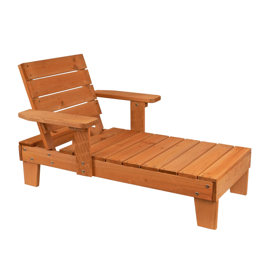 Brown Wood Outdoor Chaise Lounge with Cushion F968