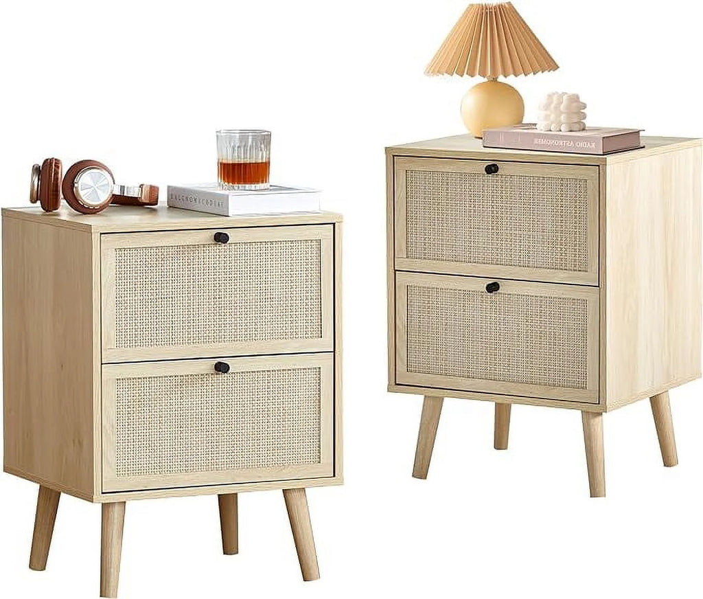 Set of 2 2 Drawer Natural Nightstand X3586