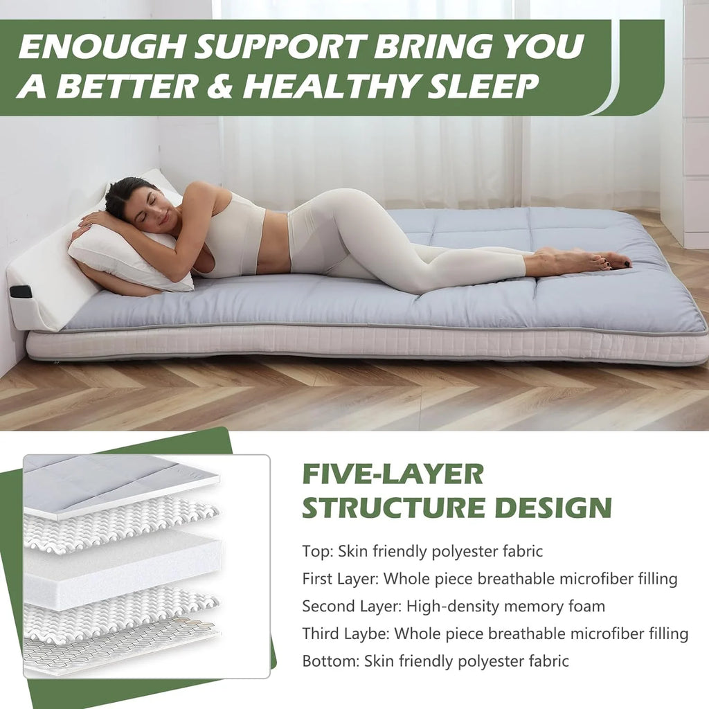 Japanese Floor Futon Mattress, Foldable Roll Up Sleeping Pad K2350