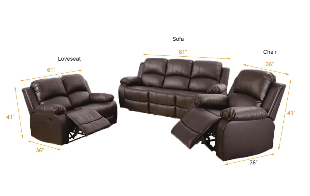 Brown Bonded Leather Recliner Sofa Y740