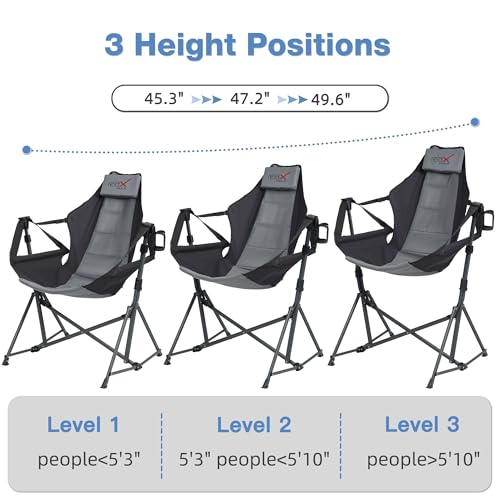 Black Folding Hammock Camping Chair with Cup Holder K939