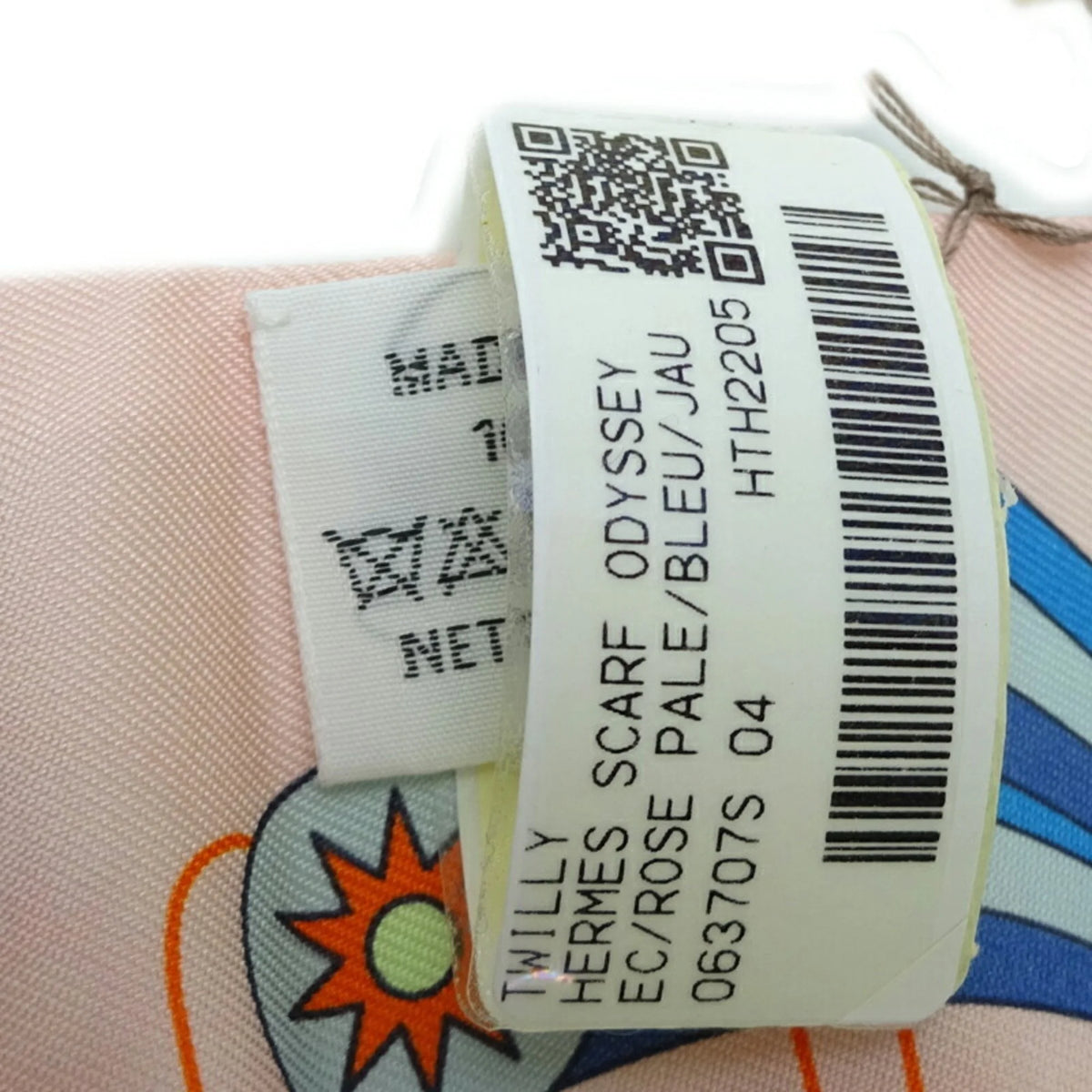 Pre-Owned 100% Silk Scarf Muffler Multi Pink W98227